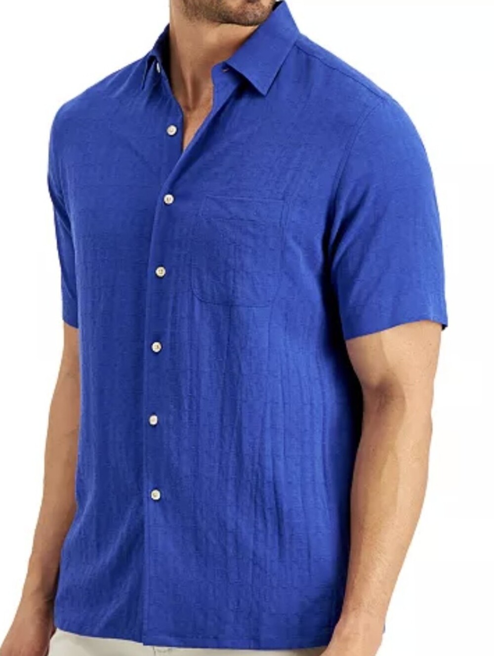Club Room Short-Sleeve Button-Down Shirt in Cobalt Blue